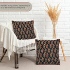 Ridhi Hand Block Print 18x18 Black Decorative Outdoor Couch Throw Canvas Pillow Cover Set of 2 Washable Modern Vintage Boho Chic Spring Home Decor GIFS Cover