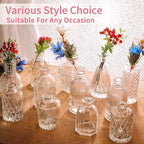 INFTYLE Vintage Flower Vase Set of 24, Clear Glass Bud Vases for Decor, Wedding, Party