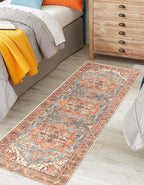 Keen Home Design 2x10 Rug - Machine Washable Runner with Non-Slip Backing, Ideal for Hallway, Entryway, Kitchen, Laundry Room - Vintage, Easy Clean, Durable, Low Pile Rug - (2'6" x 10')