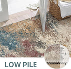 Area Rugs 8x10 Machine Washable Area Rugs for Living Room Bedroom Dining Room, Large Modern Abstract Colorful Soft Rugs, Indoor Low Pile Carpet with Non Slip Rubber Backing, Multi Beige