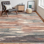 Area Rugs 8x10 Machine Washable Rug for Bedroom Living Room Dining Room, Large Modern Abstract Soft Rugs, Indoor Low Pile Carpet with Non Slip Rubber Backing, Ocher Brown