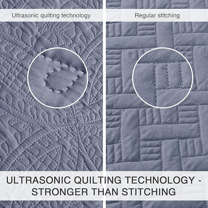 Love's cabin California King Size Quilt Set Blue Bedspreads - Soft Summer Lightweight Bedspread Comforter - Modern Style Coin Pattern Coverlet for All Season - 3 Pieces (1 Quilt, 2 Pillow Shams)