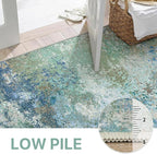 Area Rugs 6x9 Machine Washable Area Rug for Bedroom Living Room Dining Room, Large Modern Abstract Soft Rugs, Indoor Low Pile Carpet with Non Slip Rubber Backing, Abstract Blue Green