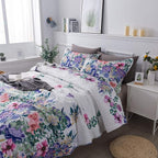 Travan Queen Quilt Set 3-Piece Bedspread Quilted Oversized Lightweight Microfiber Coverlet Set with Shams Violet Purple Floral Pattern Quilted Bedding Set for All Season, Queen