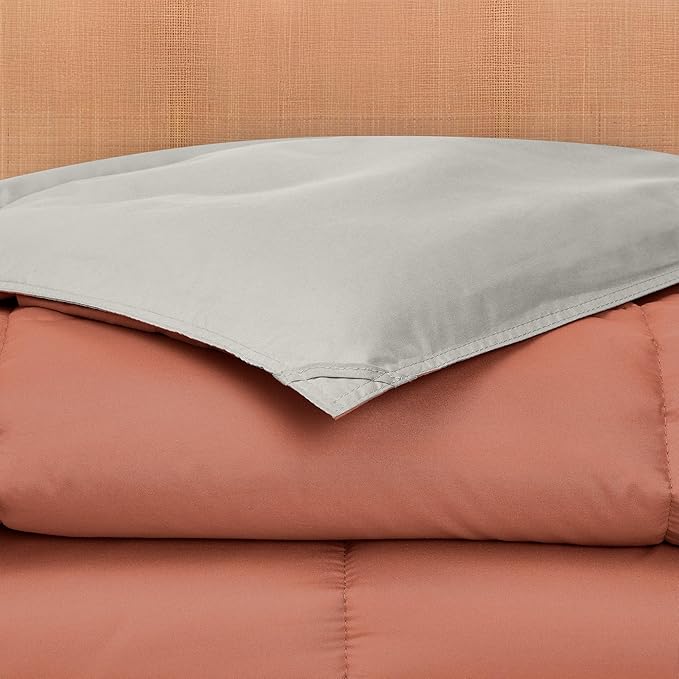 Modern Threads Down Alternative Reversible Comforter Orange Rust/Beige Queen