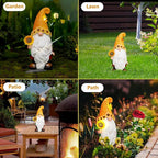 Garden Gnomes Outdoor - Sunflower Gnome Statue with Solar LED Lights for Yard, Patio, Lawn Ornaments - Best Garden Gifts for Mothers Day, Housewarming, Festival
