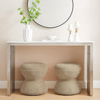 VANOMi Multi-Functional Boucle Ottoman, Vanity Stool Chair, Sturdy Wooden Footstool, Suitable for Living Room, Bedroom, and Entryway, Without Installation, Camel