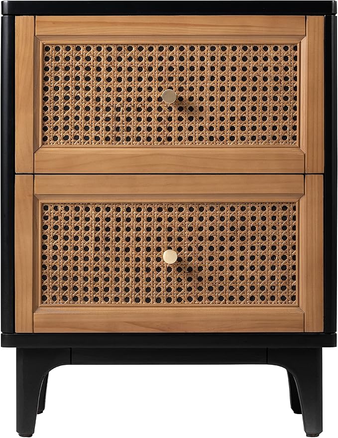 Fully-Assembled Modern Farmhouse Clean-Lined Nightstand, End Table with 1 Drawer, Black