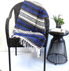Del Mex Classic Mexican Blanket, Large Authentic Woven Falsa Throw (70"x50"), Artisan Southwest Décor for Beach, Yoga, Outdoors (Blue)