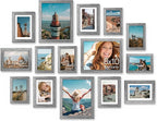Vittanly 15 Pack Picture Frames Collage Wall Decor for Mounting or Tabletop Display, Gallery Frame Set for Family, Multi Sizes Including 3pcs 8x10, 6pcs 5x7, 6pcs 4x6, Grey