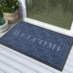 Yimobra Welcome Matt Outdoor Indoor 29.5x17, All-Weather Waterproof Front Door Mat, Non-Slip Low Profile Porch Patio Entrance Doormat, Blue