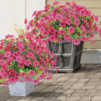 10 Bundles Artificial Faux Flowers for Outdoor,10Pcs Fake Flowers for Home Decor,Plastic Flowers Shrubs Lifelike Artificial Greenery Home Porch Stems Outside Decor(Rose Red)