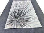 Faux Cowhide Area Rug | Radiating Starburst Pattern Non-Slip Leather Carpet for Western, Farmhouse & Modern Home Décor – Living Room, Bedroom & Office Accent(Grey_3x12)