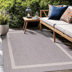 Bordered Outdoor Rug 8x10 Washable Outside Carpet for Indoor Patio Porch Waterproof Easy Cleaning Non Shedding Area Rugs Gray 8 x 10