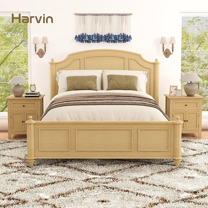 Harvin Nightstand, Solid Wood End Table with Drawer & Door, Timeless Classic Side Table for Bedroom, Living Room or Home Offices