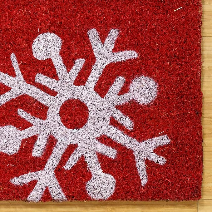 Gertmenian Disney Mouse Doormat Rug Retro Front Door Coir Mat Welcome Home Indoor Outdoor Entryway Carpet, 2-Pack 20x34, Mickey Happy Holidays/Snowflakes