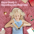 6x9 Fluffy Fuzzy Area Rug for Living Room Bedroom, Ultra Soft Large Living Room Rugs, Non Slip Thick Shag Rug for Dorm, Kids Girls Boys Rug for Home Decor Aesthetic, Cameo Pink