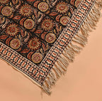 Bohemian Mud Cloth Handmade Throw with Tassels - 120x180 CM Handblock Printed Floral Cotton Blanket, Soft Handloom Sofa Throw for Living Room, Bed, Couch & Home Décor