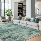 Area Rugs 10x12 for Living Room Bedroom, Modern Splash Abstract Machine Washable Rug, Large Soft Low Pile Floor Cover with Non Slip Backing for Dining Room, Teal Green