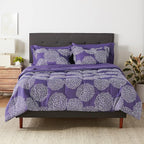 Amazon Basics Full/Queen Comforter Set with Sheets, 7-Piece Purple Floral Bedding, Lightweight Microfiber Bed-in-a-Bag