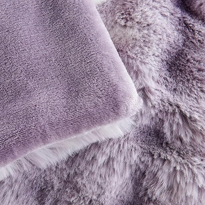 Lotus Karen Faux Fur Throw Blanket Tie-Dye Purple-Big Bubble Rabbit Fluff Blanket for Couch,Small Fluffy Fuzzy Cozy Blanket,Thick Furry Plush Shaggy Blankets,50x60 Inches