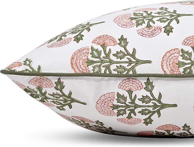 Ridhi Modern Farmhouse Pillow Covers Decorative Cotton Throw Pillow Covers Set of 2 Taupe Cushion Covers with Piping for Couch Sofa Bed Living Room Spring Home Decor 18x18