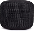 BIRDROCK HOME Outdoor Pouf Ottoman | Hand Woven Waterproof Foot Stool with Bead Bag Filling | Boho Foot Rest for Patio, Living Room, Porch & Outdoor Seating | Lightweight, Soft Stuffed Chair | Black