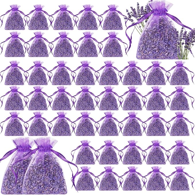 Reginary 120 Pack Lavender Sachets Bags Bulk for Drawers and Closets Home Fragrance Sachet Dried Lavender Flower for Wedding Bridal Shower Favors