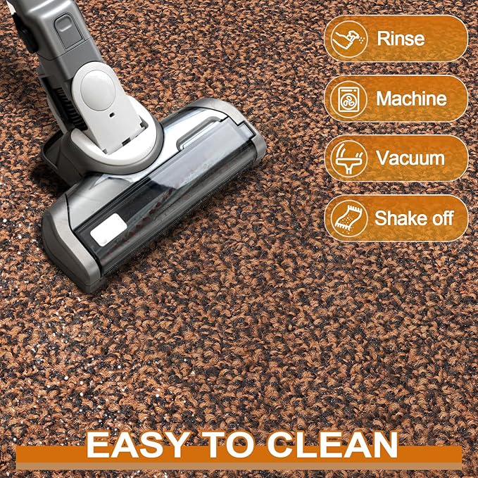 Mibao Front Door Mat, Dirt Trapper Welcome Mat for Outdoor Indoor, Non-Slip Waterproof Doormat, Durable Machine Washable Low Profile Entry Rug for Back Door Outside Patio Porch, 32" x 20", Brown