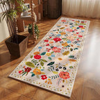 Runner Rug for Hallways Kitchen Rug Non Slip 2'x 6' Washable Rugs with Rubber Backing Soft Floral Carpet Runner for Hallways, Kitchen, Laundry, Bedroom, Bathroom(Beige)