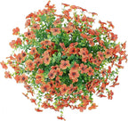 10 Bundles Artificial Faux Flowers for Outdoor,10Pcs Fake Flowers for Home Decor,Plastic Flowers Shrubs Lifelike Artificial Greenery Home Porch Stems Outside Deco(Orange)