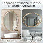 OVALCREST - Oval Wooden Beveled Wall Mirror for Home Decor, Bathroom, Vanity, Bedroom, Living Room, Hallway - London Style (Gold Spray) 21.1 x 31.1