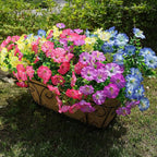 HyeFlora Artificial Flowers for Outdoors Fake Plants Outside Decoration, 12 Bundles Silk Colorful Morning Glory with Eucalyptus UV Resistant Realistic Faux Flowers for Planter Porch Patio Yard Indoor