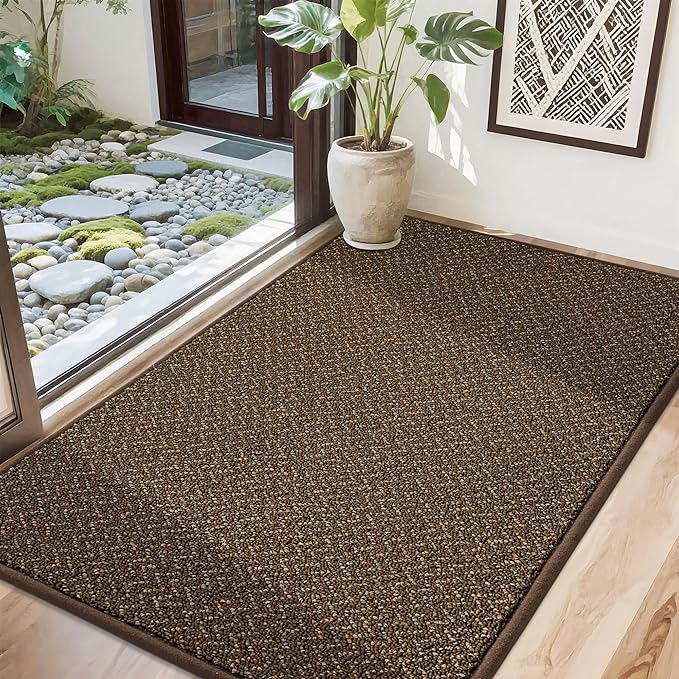 COSY HOMEER-Door-Mat 32"x48" Non Slip Absorbent Entryway Rugs Dirt Trapper Doormats Washable Entrance Mats Low Pile Welcome Floor Mat for Front Back Door and Entry Mats,Brown