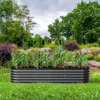 Raised Garden Bed Kit 8×2×1.4 FT Magnesium-Aluminum-Zinc Stainless Steel Metal Planter Box for Planting Outdoor Plants Vegetables (Cracked Silver)