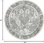 Unique Loom Rosso Collection Vintage, Traditional, Bohemian, Geometric, Distressed, Southwestern Area Rug, 8' 0" x 8' 0", Gray/Ivory