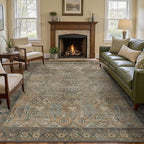 GENIMO 3x5 Area Rugs for Living Room, Machine Washable Non Slip Vintage Rugs, Low Pile Lightweight Chenille Print Rug for Bedroom, Dining Room, Home Office, Warm Taupe