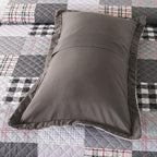 Travan Quilt Set 3-Piece Oversized Quilted Bedspread Coverlet Set Grey European British Grid Patchwork Bedding Set, King Size