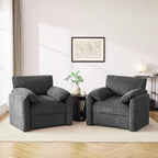 Chenille Oversized Armchair, 38.6'" Wide Accent Chairs for Living Room & Bedroom Modern Lounge Chair, Upholstered Mid-Century Reading Chair (Darkgray, 2 Pack)