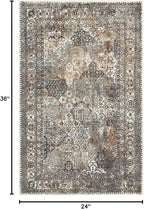 Keen Home Design 2x3 Rug - Machine Washable Entry Rug with Non-Slip Backing, Ideal for Enteryway, Kitchen, Bathroom, Laundry Room - Vintage, Easy Clean, Durable, Low Pile Rug - (2' x 3')