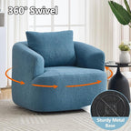 Swivel Accent Chair,360° Rotating Barrel Chair,Teddy Fleece High-Resilience Sponge Single Sofa, Easy Assembly for Living Room, Bedroom, Apartment Blue