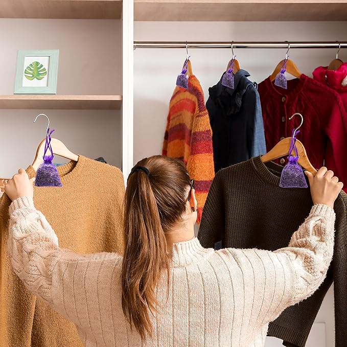 Pack of 24 Lavender and Cloves Sachets for Clothes Storage, Home Fragrance Sachet for Closets, Garment Bag or Drawers, LV-H-1