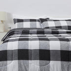 Amazon Basics Lightweight Microfiber Comforter Sets, 3-Pieces, Black/White, Checkerboard, King