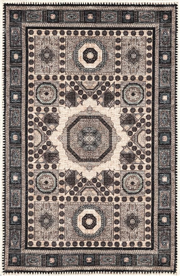 Keen Home Design 2x3 Rug - Machine Washable Entry Rug with Non-Slip Backing, Ideal for Enteryway, Kitchen, Bathroom, Laundry Room - Vintage, Easy Clean, Durable, Low Pile Rug - (2' x 3')
