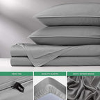 Full Sheets by Pure Bamboo, Genuine 100% Organic Viscose Derived from Bamboo Bed Sheet Set, Luxuriously Soft & Cooling, Double Stitching, Lifetime Quality Promise (Full, Stone Grey)