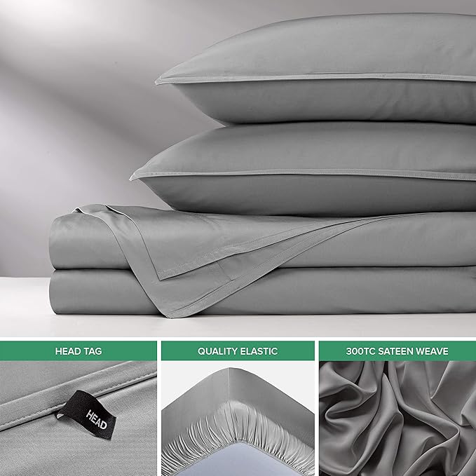 Split King Sheets by Pure Bamboo, Genuine 100% Organic Viscose Derived from Bamboo Bed Sheet Set, Soft & Cooling, Double Stitching *Not for Split Top (Split King, Stone Grey)