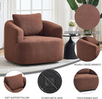 Swivel Accent Chair,360° Rotating Barrel Chair,Teddy Fleece High-Resilience Sponge Single Sofa, Easy Assembly for Living Room, Bedroom, Apartment Brown