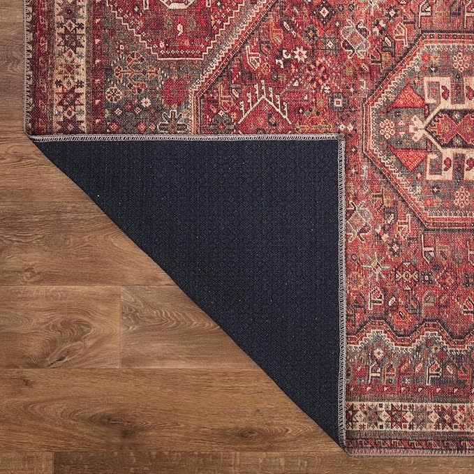 Keen Home Design 5x7 Rug - Machine Washable Area Rug with Non-Slip Backing, Ideal for Living Room, Dining Room, Bedroom - Vintage, Easy Clean, Durable, Low Pile Rug - (5' x 7')