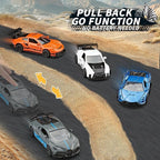 KIDAMI Racing Cars Toy Vehicles Set, Die Cast Metal Toy Cars with Pull Back & Doors Openable for Toddlers, Boys, Girls’ Educational Play, Birthday Gift