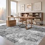 Tortania Washable 10x13 Area Rug for Living Room: Modern Abstract Neutral Large Soft Thin Rugs - Non Slip Indoor Carpet for Bedroom Dining Room Office Nursery Home Floor Decoration - Grey